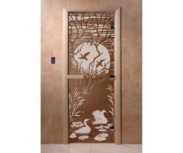 Фото - Дверь для сауны Лебединое озеро бронза DoorWood - Печной центр Казань Фотография - Дверь для сауны Лебединое озеро бронза DoorWood - купить в Казани в магазине Печной центр