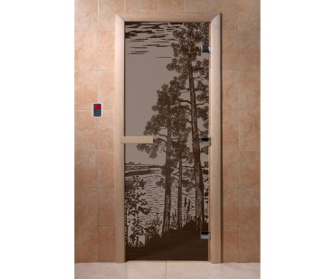 Фотография - Дверь для сауны Рассвет черный жемчуг матовая DoorWood - купить в Казани в магазине Печной центр