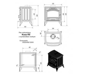 Фотография - Печь камин Kratki Koza/K6/W (c вод.контуром) - купить в Казани в магазине Печной центр