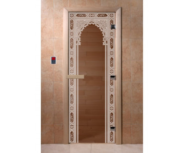 Фото - Дверь для сауны Восточная арка бронза DoorWood - Печной центр Казань Фотография - Дверь для сауны Восточная арка бронза DoorWood - купить в Казани в магазине Печной центр