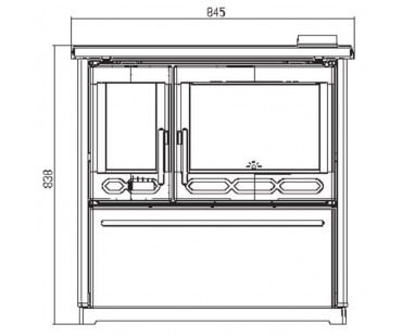 Фото - Плита PLAMEN 850 GLAS красная, труба слева - Печной центр Казань Фотография - Плита PLAMEN 850 GLAS красная, труба слева - купить в Казани в магазине Печной центр