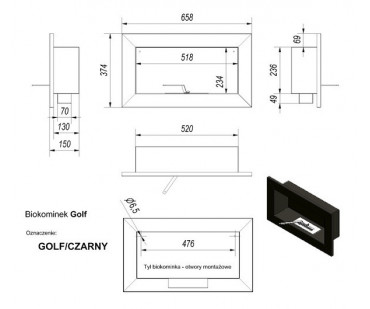 Фотография - Биокамин Kratki Golf QUBE, Tuv - купить в Казани в магазине Печной центр
